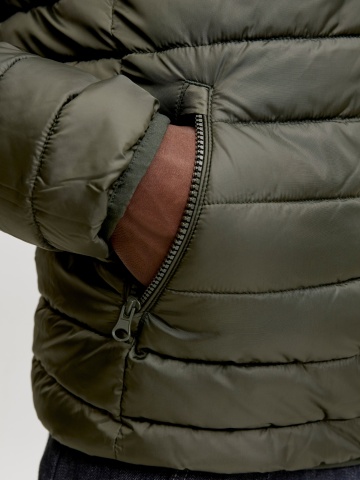 Jack & Jones Plus Jacheta matlasata barbati big sizes, fara gluga, Regular fit, JJELVIS, Verde inchis - Img 4