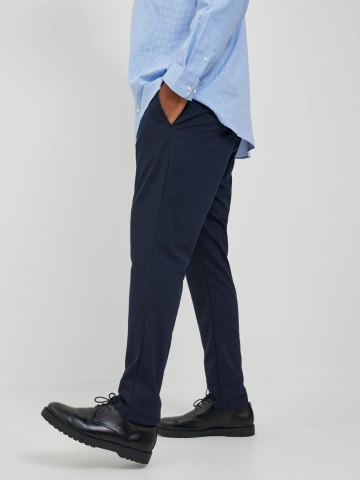 Jack & Jones Plus Pantaloni chino barbati big sizes, cu talie joasa si croiala Slim Fit, Bleumarin inchis - Img 3