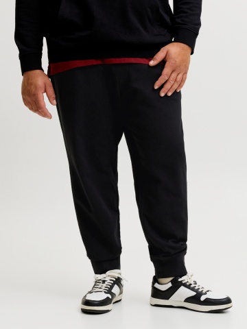 Jack & Jones Plus Pantaloni de trening barbati big sizes, JPSTGORDON, Regular fit, Negru