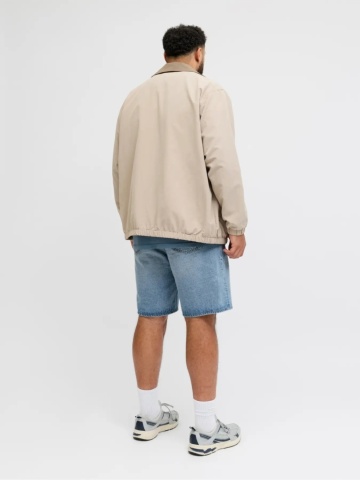 Jack & Jones Plus Pantaloni scurti de blug barbati big sizes, cu talie inalta, din bumbac, Relaxed Fit, Tony, Albastru deschis - Img 2