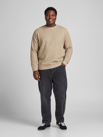 Jack & Jones Plus Pulover barbati din bumbac organic, decolteu la baza gatului, Regular Fit, JPRBLUALVES, Bej - Img 4