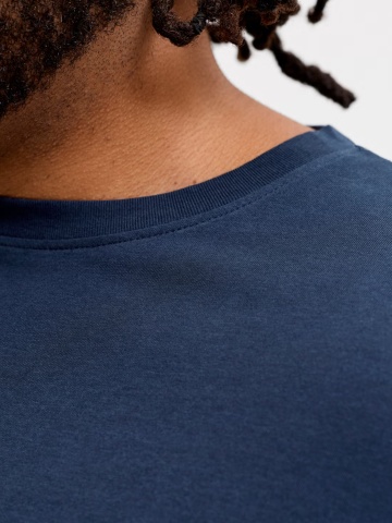 Jack & Jones Plus Tricou barbati big sizes, din bumbac, Regular fit, JJRUSH, Bleumarin inchis - Img 4