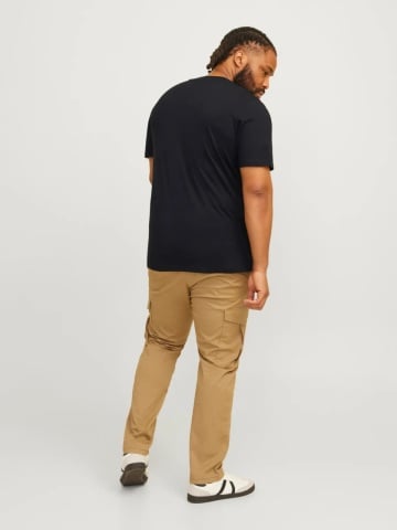 Jack & Jones Plus Tricou barbati big sizes, Relaxed Fit, imprimeu cu logo, Negru - Img 2