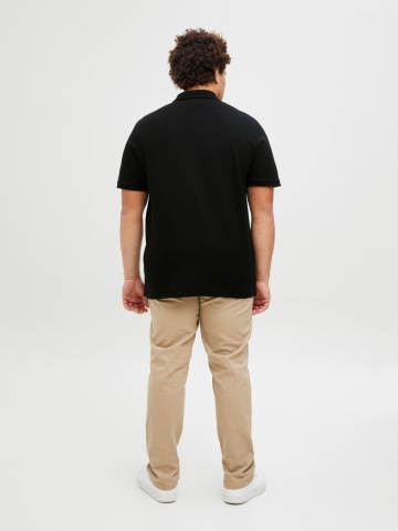 Jack & Jones Plus Tricou polo barbati big sizes, cu logo, Regular fit, Negru - Img 2