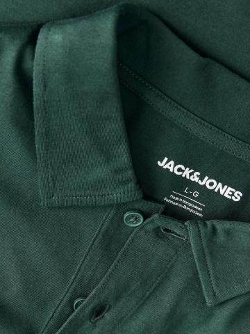 Jack & Jones Plus Tricou polo barbati big sizes, din jerseu de bumbac, Regular Fit, Verde inchis - Img 4