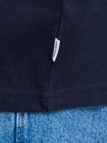 Jack & Jones Plus Tricou simplu, barbati big sizes, din bumbac organic, Relaxed Fit, Bleumarin inchis - Img 5