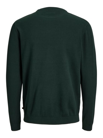Jack & Jones Pulover barbati cu decolteu la baza gatului, din bumbac organic, JJEBASIC, Verde inchis - Img 9