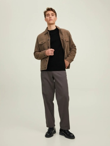 Jack & Jones Pulover simplu tricotat barbati, din lana merinos, decolteu la baza gatului, JPRMERINO, Negru - Img 6