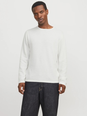 Jack & Jones Pulover tricotat barbati cu decolteu la baza gatului, Alb