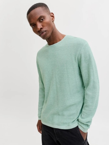 Jack & Jones Pulover tricotat barbati cu decolteu la baza gatului, Verde deschis - Img 5
