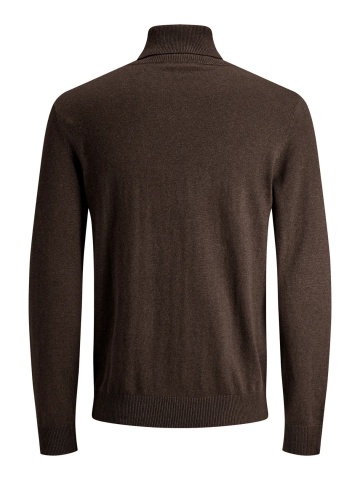 Jack & Jones Pulover tricotat barbati, cu guler inalt, Regular fit, JJEEMIL, Maro inchis - Img 9