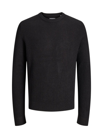 Jack & Jones Pulover tricotat barbati, decolteu la baza gatului, Regular Fit, JJPANNEL, Negru - Img 8