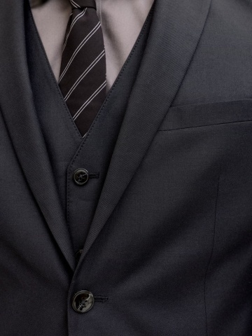 Jack & Jones Sacou barbati, din amestec de lana, Super Slim, JPRSOLARIS Premium, Negru - Img 4