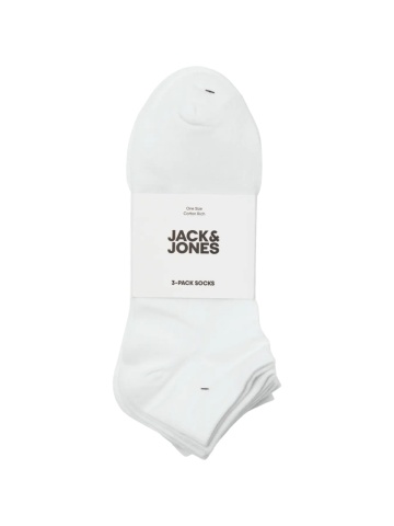 Jack & Jones Set 3 perechi de sosete scurte, barbati, din amestec de bumbac, JACLOUIS, Alb - Img 2