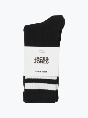 Jack & Jones Set 3 perechi de sosete tenis, barbati, JACTRAVIS, cu logo, Negru - Img 4