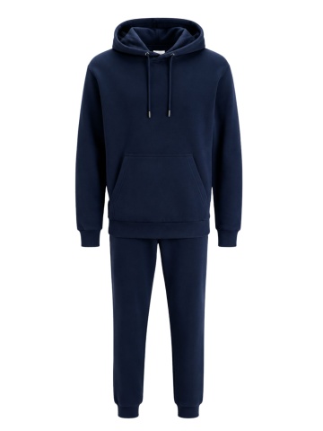 Jack & Jones Set trening barbati, format din hanorac cu gluga, fara fermoar si pantaloni lungi, Relaxed Fit, JJEBRADLEY, Bleumarin inchis - Img 5