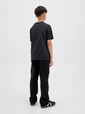 Jack & Jones Tricou baieti cu decolteu la baza gatului si imprimeu cu logo, Negru - Img 2