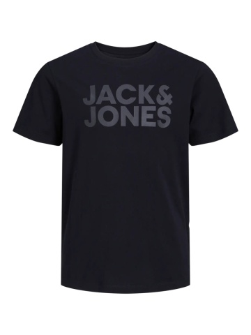 Jack & Jones Tricou baieti, din bumbac organic, Regular fit la baza gatului, JJECORP, Negru - Img 8