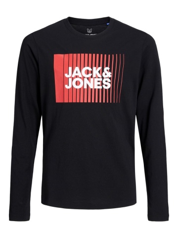Jack & Jones Tricou baieti la baza gatului, cu maneca lunga, din bumbac organic, Regular fit, Negru - Img 8