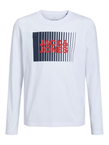 Jack & Jones Tricou baieti la baza gatului, cu maneca lunga, din bumbac organic, Regular fit, Alb - Img 7