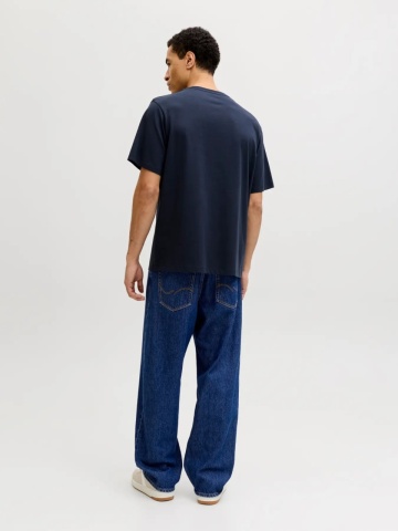 Jack & Jones Tricou barbati, din bumbac, Regular fit, JJEDOVER, Bleumarin inchis - Img 2