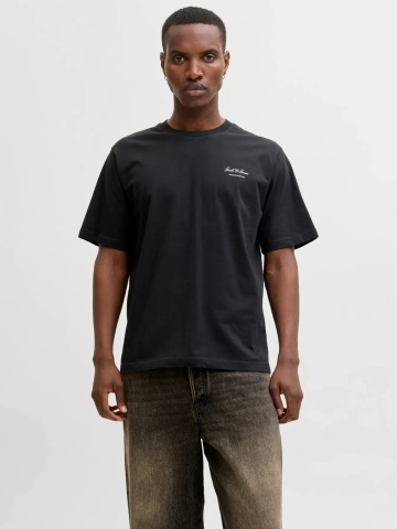 Jack & Jones Tricou barbati, din bumbac, Relaxed Fit, JJEARCHIVE, Negru