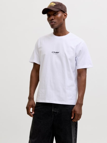Jack & Jones Tricou barbati, JJESOHO TEE SS, la baza gatului, Relaxed Fit, Alb