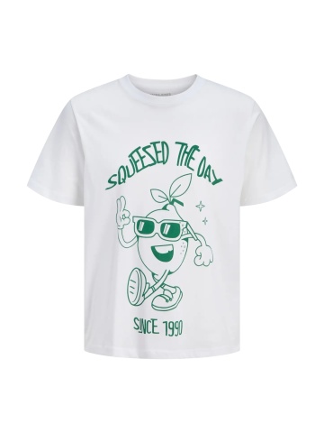 Jack & Jones Tricou barbati la baza gatului, din bumbac, Regular Fit, JJFUNNY FRUIT, Alb