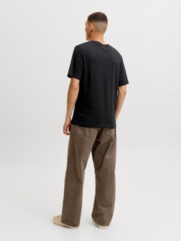 Jack & Jones Tricou barbati la baza gatului, din bumbac, Regular Fit, JJAERO, Negru - Img 2