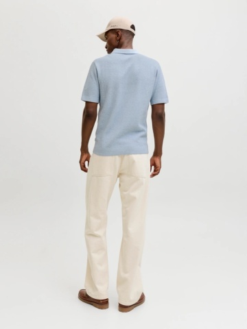 Jack & Jones, Tricou polo barbati cu aspect tricotat, Regular fit, Albastru pastel - Img 2