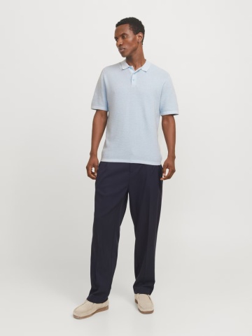 Jack & Jones Tricou polo barbati, cu aspect tricotat, Regular Fit, Albastru deschis - Img 6