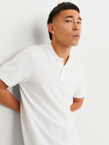 Jack & Jones Tricou polo Basic, Slim Fit, din bumbac, Alb - Img 3