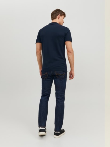Jack & Jones Tricou polo Basic, Slim Fit, din bumbac, Bleumarin inchis - Img 2