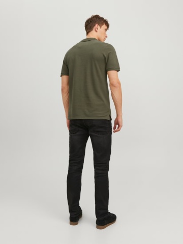 Jack & Jones Tricou polo Basic, Slim Fit, din bumbac, Olive - Img 2