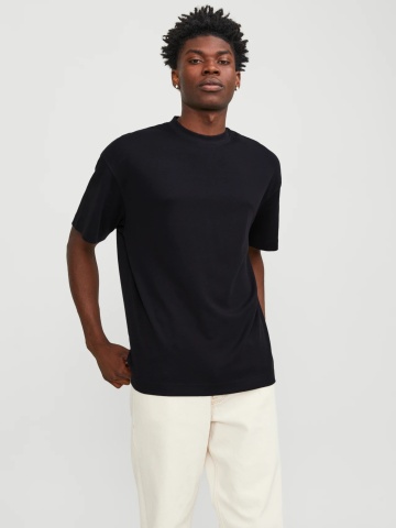 Jack & Jones, Tricou simplu, barbati cu decolteu la baza gatului, Negru