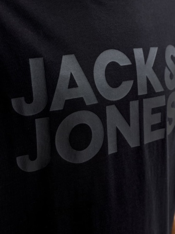 Jack & Jones Tricou simplu, barbati, cu logo, din 100% bumbac, Negru - Img 4