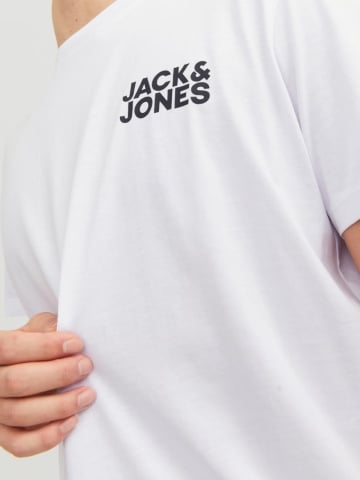 Jack & Jones Tricou simplu, barbati, din 100% bumbac, cu logo, Alb - Img 5