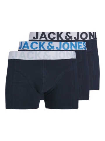 Jack & Jones Underwear barbati, Set 3 perechi de boxeri, banda cu logo, Bleumarin inchis