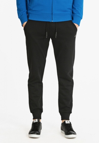 Pantaloni sport barbati cu bata elastica si buzunare oblice negru - Img 1