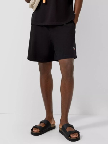 Q/S by s.Oliver Pantaloni scurti de trening barbati, din jerseu gros, cu talie medie, Regular fit, Negru