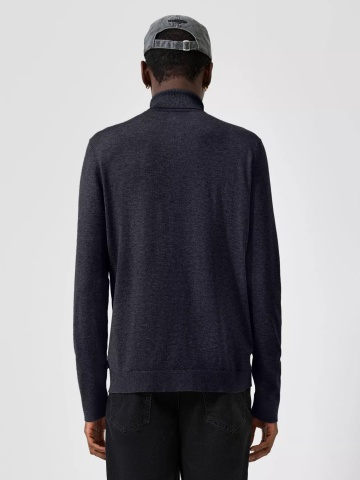 Q/S by s.Oliver Pulover barbati cu guler inalt, tricotat fin, Slim fit, Bleumarin inchis - Img 2