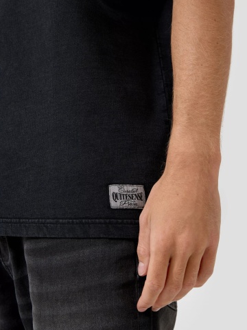 Q/S by s.Oliver Tricou la baza gatului barbati, din bumbac, Relaxed fit, Gri inchis - Img 3