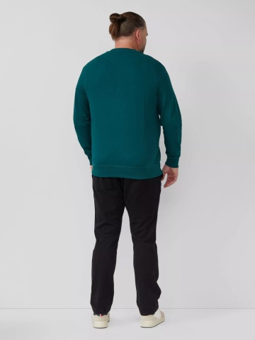 s.Oliver Big Sizes Bluza barbati big sizes cu decolteu la baza gatului, logo, Regular Fit, Verde inchis - Img 6