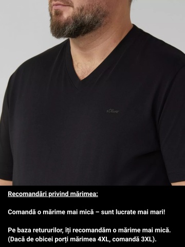 s.Oliver Big Sizes Tricou barbati big sizes cu anchior, din bumbac, Regular fit, Negru - Img 3