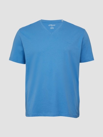s.Oliver Big Sizes Tricou barbati big sizes cu decolteu in V, croiala Regular Fit, Albastru - Img 6