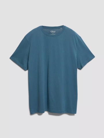 s.Oliver Big Sizes Tricou barbati big sizes cu decolteu la baza gatului, din bumbac, Albastru - Img 7