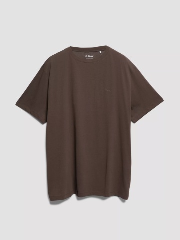 s.Oliver Big Sizes Tricou barbati big sizes cu decolteu la baza gatului, din bumbac, Maro inchis - Img 7