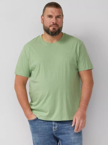 s.Oliver Big Sizes Tricou barbati big sizes, cu decolteu la baza gatului, din bumbac, Verde deschis