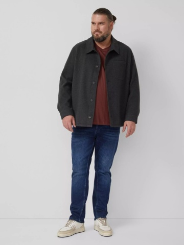 s.Oliver Big Sizes Tricou barbati big sizes cu decolteu la baza gatului, 100% bumbac, Bordeaux - Img 5