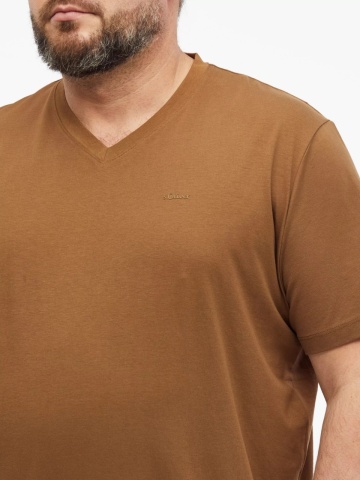 s.Oliver Big Sizes Tricou cu anchior, barbati big sizes, din bumbac, Regular fit, Maro - Img 3